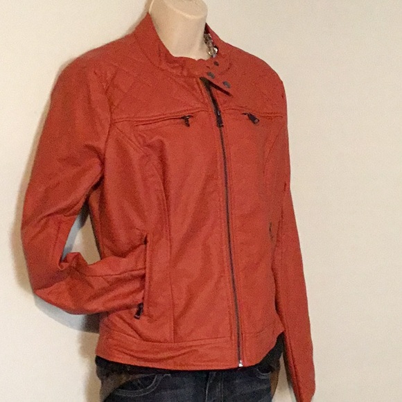 Ci Sono Jackets & Blazers - Fake Leather Jacket. Rust Color